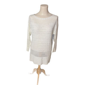 AJ by Andrea Jovine Boat Neck Open Stitch Sweater